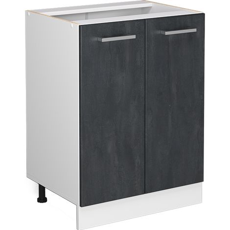 Meuble bas de cuisine R-Line, Béton noir, 60 cm sans plan de travail, Vicco