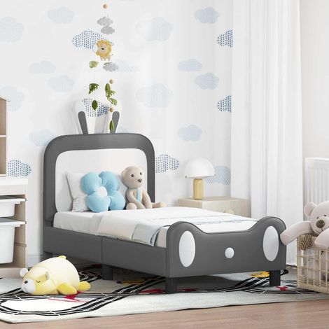 Kinderbettgestell mit Kopfteil Hellgrau 70 x 140 cm PU