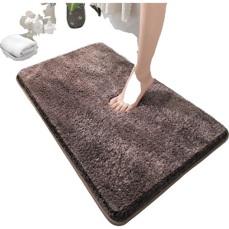 Alfombrilla de baño antideslizante, ecológica, 50x80cm, 1 unidad, color café oscuro, 3cm de grosor. (1/2)