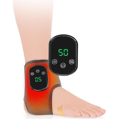 Appareil de massage chauffant portable sans fil 3 en 1 pour pieds et chevilles - Soulage la douleur avec triple massage et 5 niveaux de chauffage - Convient pour la maison, le bureau, les (1/5)