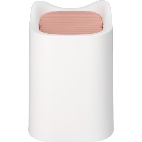 Poubelle de bureau mignonne blanche avec couvercle pour table d'étude, bureau ou dortoir (1/5)