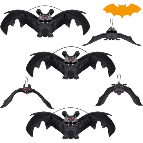 Decoration Chauve Souris Suspendre, 6 Pièces Réaliste Chauve Souris décoration Effrayante pour Anniversaire Enfant, Horreur Deco Halloween Exterieur Interieur pour Maison Jardin Porte Table (1/4)