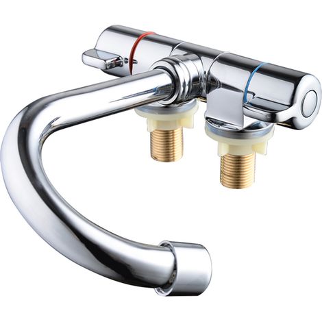 Kupfer-Mischbatterie für Wohnmobile, klappbare Deck-/Wandmontage, 360° drehbarer Klapphahn, Warm-/Kaltwasser-Set für Wohnwagen/Reisemobile