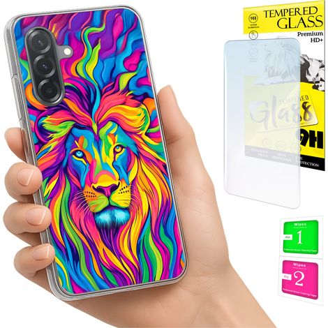 Custodia per Samsung Galaxy A36 / A56, cover posteriore in vetro Lion Glass 9H (1/5)
