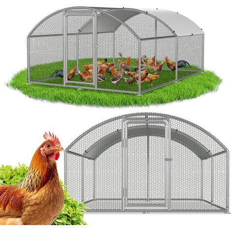 TolleTour Recinto 3×4×2 m con tetto ad arco – Pollaio in metallo accessibile, superficie di 12 m², porta con serratura, recinto per polli e piccoli animali
