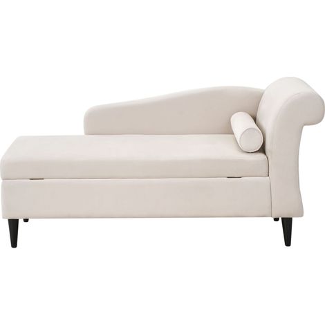 Right-Hand Chaise Lounge LUIRO Velvet Beige with Storage (1/5)