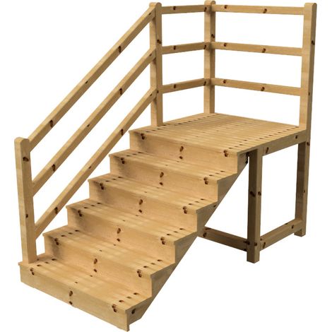 MILANO Außentreppe 6 geschlossene Stufen H105 cm - Podest L116 x B120 cm - Treppengeländer links - Podestgeländer links und hinten
