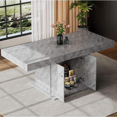 Tavolo da pranzo allungabile 140/180x80x76 cm grigio in truciolare con contenitore (1/5)