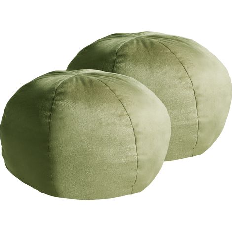 Conjunto de 2 cojines decorativos esfera de terciopelo con estampado liso 33 x 33 cm verde oliva Salvia
