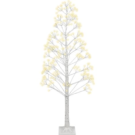 Arbre de Noël Style Scandinave Artificiel 180 cm avec Lumières LED Intérieur Extérieur PE Enneigé Blanc Balini (1/5)