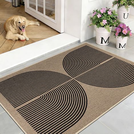 Fußmatte für drinnen und draußen – 1 Stück – Natürliche Jute-Optik – Rutschfest und abwaschbar – Für Hauseingang und Balkon – 80 x 120 cm (1/5)