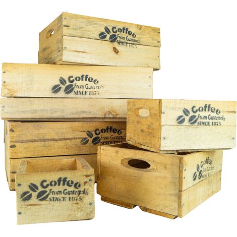 alte Holzkiste Coffee in verschiedenen Grössen Vintage Upcycling DIY