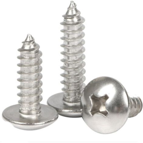 50 vis à tôle tête plate Phillips en acier inoxydable M3 M3.5 M4, longueur 6–40 mm, bois champignon