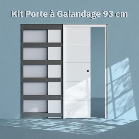 Porte coulissante à galandage Ligne 93 cm et kit de finition