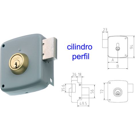 Serrure saillante MCM 2524P 80 profil de cylindre peint à gauche