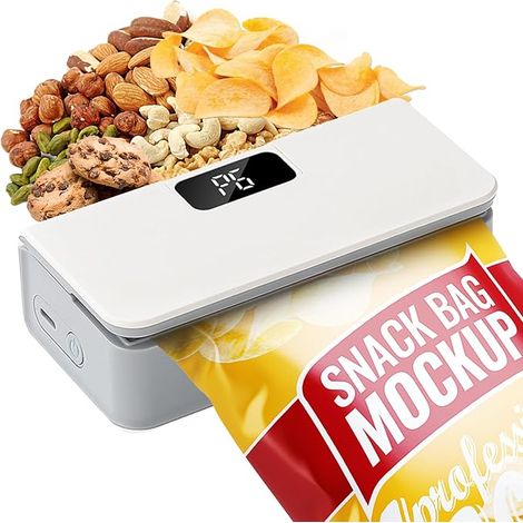 Machine sous vide sans fil, aspiration puissante, mode humide/sec, compacte et légère, idéale pour la cuisine, 6 vitesses, sans préchauffage, avec cutter intégré, blanche. (1/5)