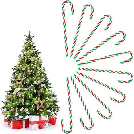 Décorations de saison 12 Pièces Sapin Noël Canne en Bonbon Rouge Blanc Candy Cane Décorations Sucres d'orge Suspendus Candy Canes Canne Bonbons Plastique Canne Bonbon Sucre Béquilles pour Maison Noël (1/4)