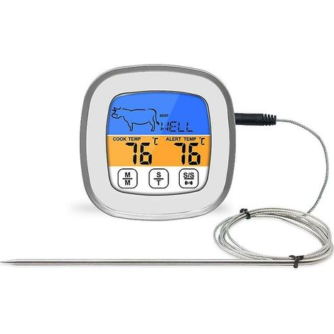 Thermomètre Alimentaire - Sonde Longue Acier Inoxydable - Étanche IP67 - Affichage LCD Rétroéclairé - Plage -50 °C à 300 °C - Précision ±1 °C - 1 Pièce (1/3)