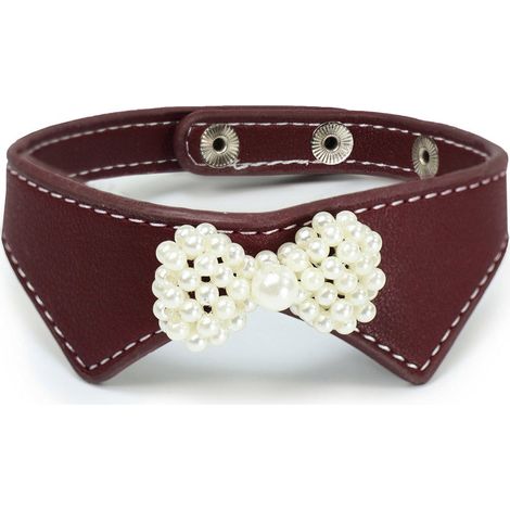 Collare decorativo in similpelle con perline modello Gentleman per cani