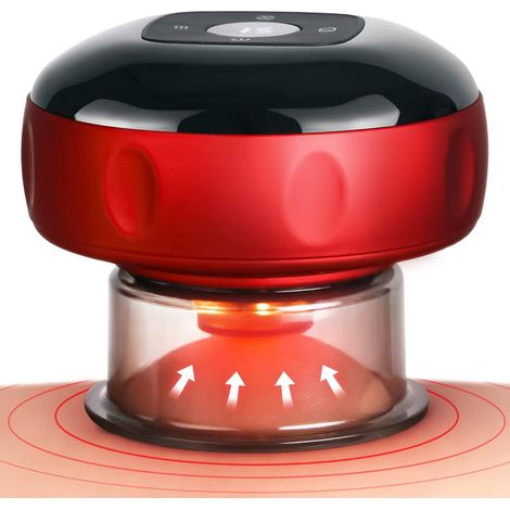 Ensemble de thérapie par ventouses dynamiques intelligentes avec lumière rouge, kit de ventouses pour massage, appareil de ventouses électriques (rouge)-AquaForge