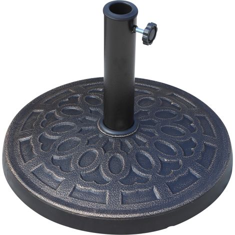Pied de parasol Nerino base stable résine bronze décoratif 12 kg Ø44 cm (1/5)