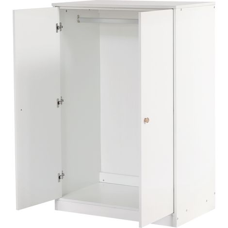 Armario pequeño de 2 puertas con barra para colgar MDF blanco 80x50x120 cm HOMVRA (1/5)