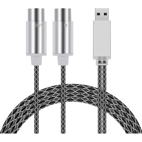 MIDI to USB Cable, 5.9 Feet Braided Nylon, for Connection (1/4)