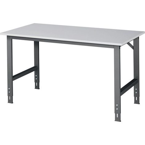 Mesa de trabajo Tom W1500xD800xH760-1080mm Encimera melamina Marco gris antracita (1/2)