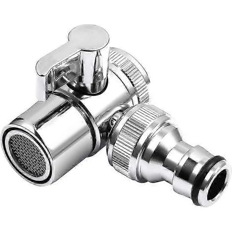 Adaptateur pour évier de voiture compatible avec machine à laver, répartiteur de tuyau, argenté 4,5 x 4 x 2 cm (1/4)