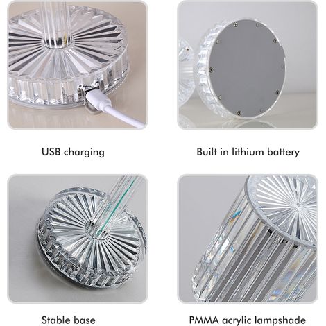 RGB-Stimmungslampe mit 16 Farben, Touch-Funktion und Fernbedienung, wiederaufladbar, klares Kristallglas, 1 Lampe + 1 Fernbedienung + 1 Kabel + 1 Bedienungsanleitung, Geschenkverpackung. (1/5)