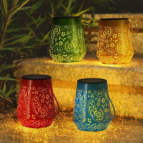 Lanterne solaire décorative d'extérieur OxyLED pour jardin, 4 couleurs, étanche IP44, lampe solaire pour table, terrasse, cour, clôture, allée. (1/5)