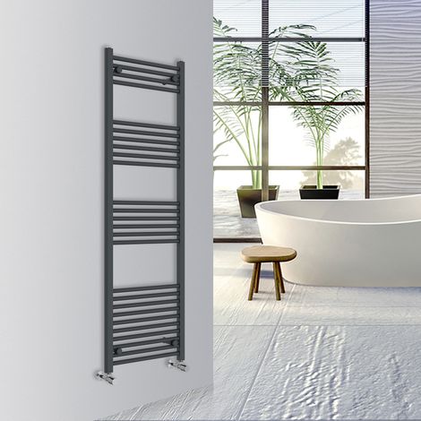 Warmehaus Straight Bathroom Heated Towel Rail Warmer Radiator Central Heating 1600x500mm Anthracite (1/5)