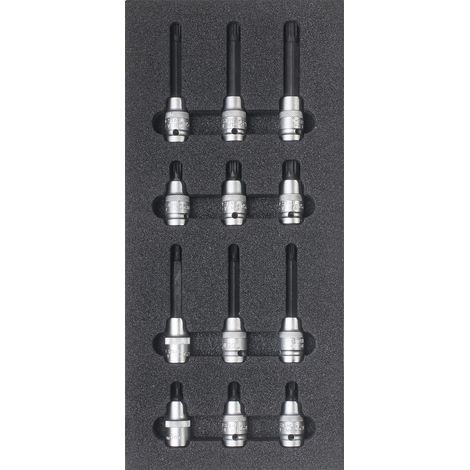 Assortiment de douilles de tournevis 1/2", multi-dents, 12 pcs.
