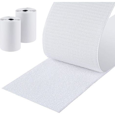 Scratch Autocollant Double Face, 150x10cm Ruban Adhésif Double Face à Crochets et à Boucles, Bande Industrielle Auto-adhésive Extra Forte Blanc pour Bricolage,Tapis, 10cm Largeur 1.5m Longueur (1/5)