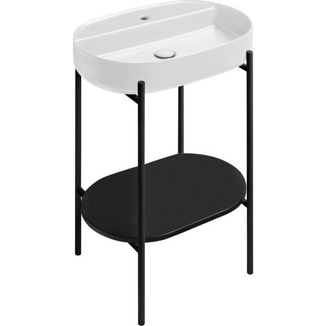 Colonne PUNO avec lavabo 600x860x396mm, noir (1/3)