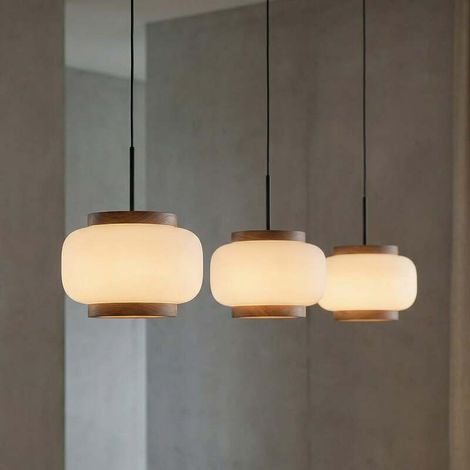 [NEUWERTIG] B-Ware Quitani Hängelampe Hängeleuchte Shiro LED Pendelleuchte dimmbar weiß walnuss (1/2)