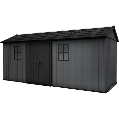 Keter Newton 1775 Gartenhaus - 230x539x246cm - Grau - Natürlicher Holzlook (1/4)