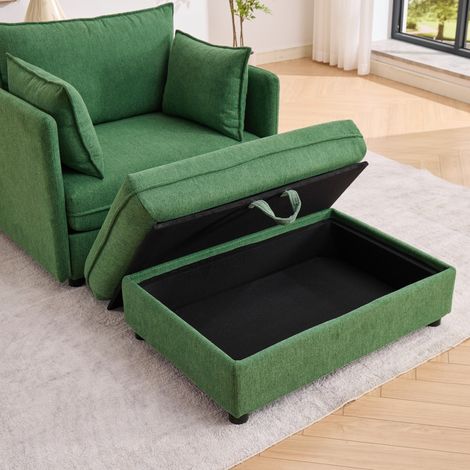 REDOM Loungesessel, mit Stauraum Hocker, modulares Design, Massivholzrahmen, Altay Velvet, grün (1/5)