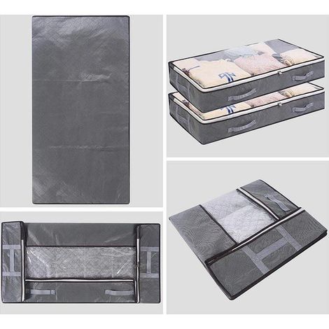 Lot 5 Sacs Sous Lit Gris 100x50x15cm Fenetre Poignees (1/4)