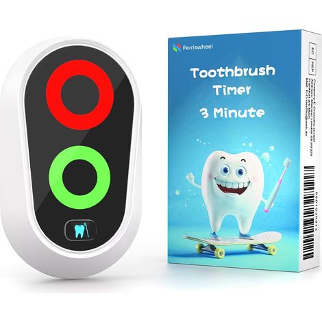 Brossage des Dents Minuteur pour Enfants 2 à 3 Minutes, cadeau de nouveauté drôle, cronometre imperméable magnétique avec lumières de couleur dans la salle de bains pour les enfants entraîneur (Blanc) (1/5)