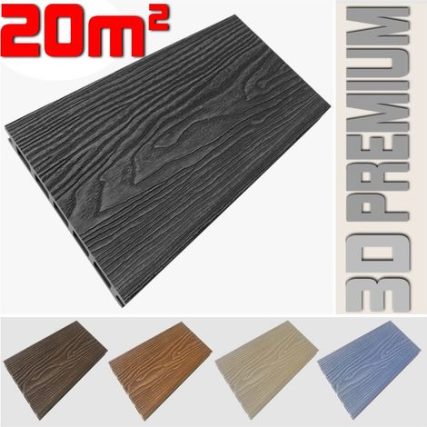 Listone WPC 3D 20m² per pavimentazione decking colore Antracite effetto legno listone 146x2200mm spessore 25mm (1/5)
