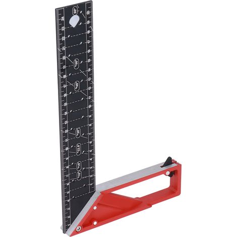 Règle d'angle droite pour le travail du bois, 30°, 45°, 90°, épaisseur réglable jusqu'à 3 mm, haute précision, universelle pour mesurer 25 cm / 9,84 pouces. (1/5)