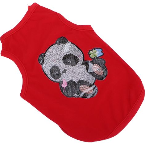 T-shirt pour chien imprimé strass, doux et respirant, pour chiens et chats (Rouge Taille S) (1/5)