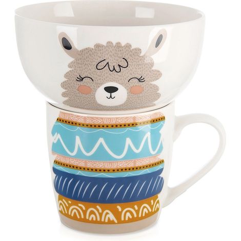 Taza con cuenco para niño, juego de porcelana de 2 piezas, vajilla Lama (1/5)