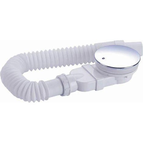 Bonde de douche de 90 mm, siphon extra-plat avec système anti-odeurs, filtre à cheveux, flexible, couvercle chromé blanc. (1/4)