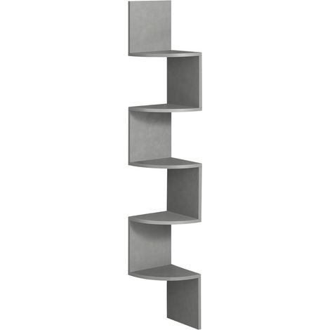 Vasagle – Étagère d'angle murale 5 niveaux – Dimensions 20 x 20 x 126 cm – Charge max 6 kg par niveau – Panneau d'aggloméré gris tourterelle