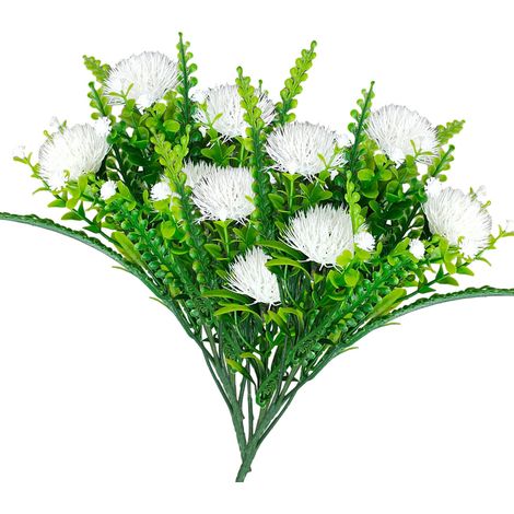 Lot de 4 plants de pissenlit artificiels, fleurs en plastique, arbustes, faux gazon, décorations de table pour mariage, intérieur et extérieur, maison et jardin. (1/5)