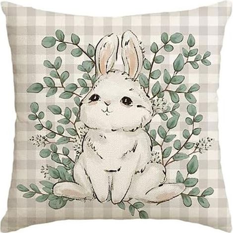 Federa in lino 45 x 45 cm con motivo coniglietto primaverile POD227 (1/4)