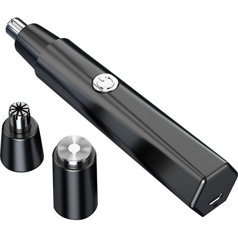 Tondeuse électrique multifonction pour poils de nez, d'oreilles et de barbe, épilateur de sourcils avec têtes de coupe détachables en acier inoxydable