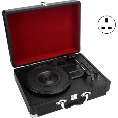 Tourne-disque portable HYT01 100-240V 33/45/78 tours vinyle USB lecteur carte mémoire MMC prise UK (1/5)